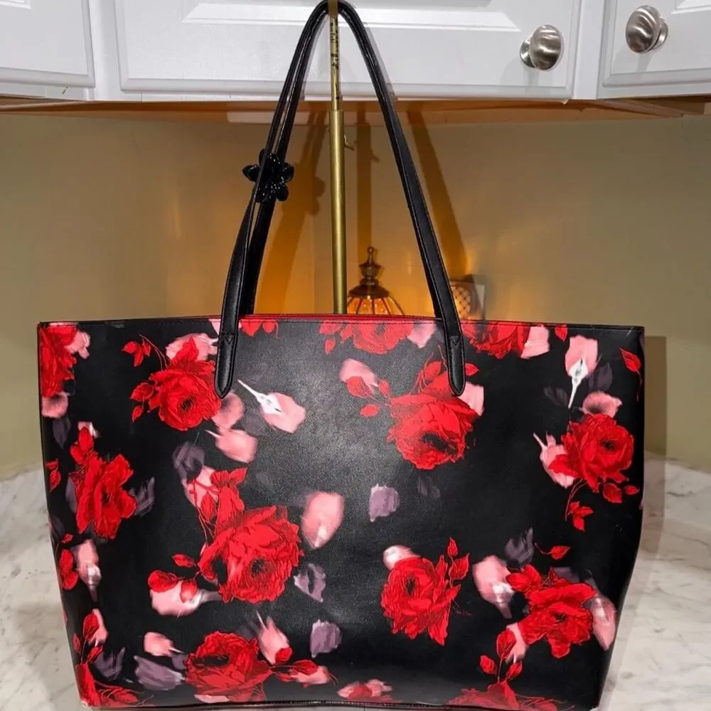 Victoria's Secret Limited Edition 2019 Large Red Floral Rose Tote Bag